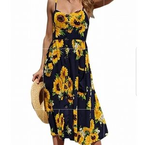 Angashion Bohemian Sunflower Dress Size XL